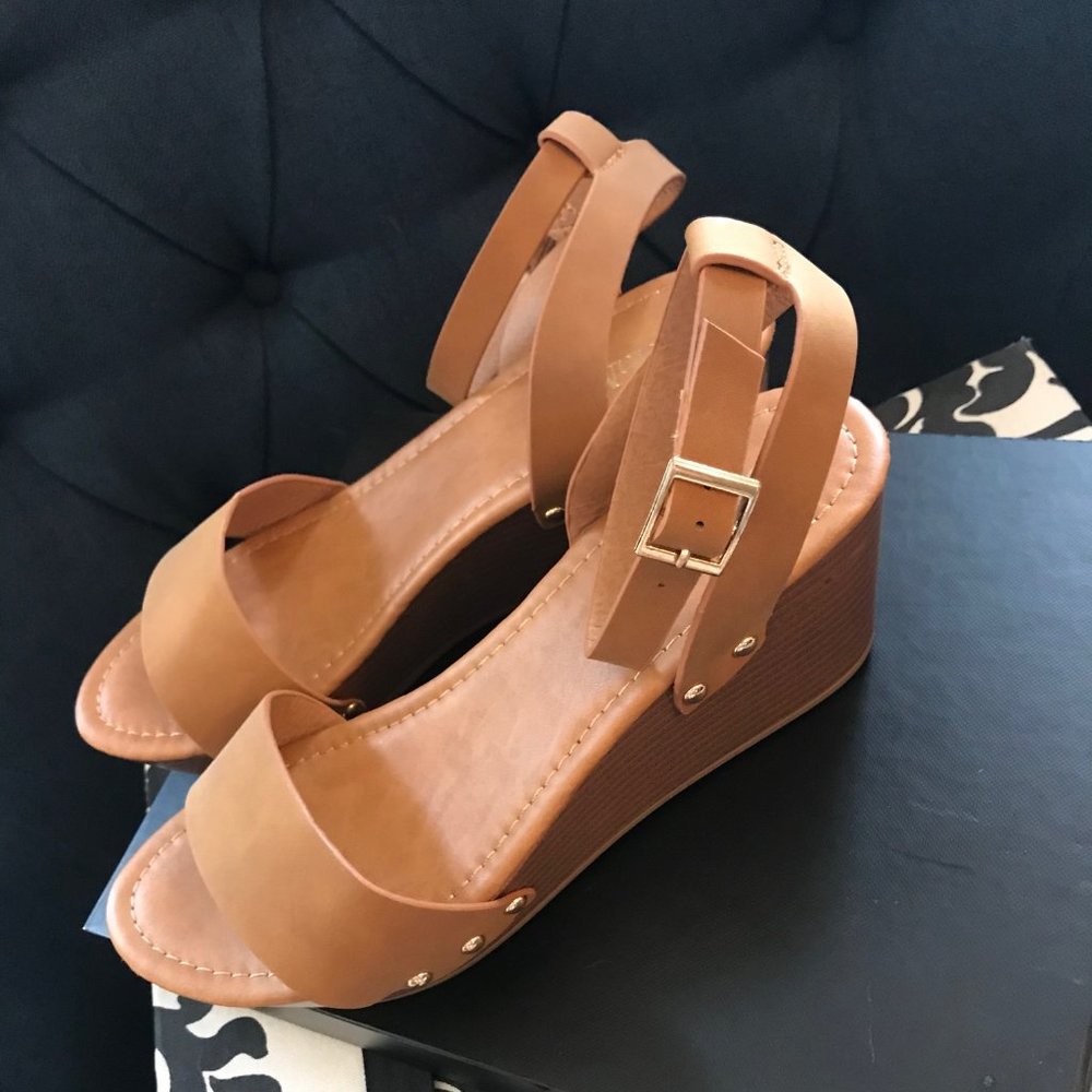 Bella Marie Sabana Chestnut Slingback Wedge Sandal